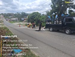 Fast Respons Kadis Pupr Atas Jalan Berlobang Depan PN Kabupaten Pelalawan